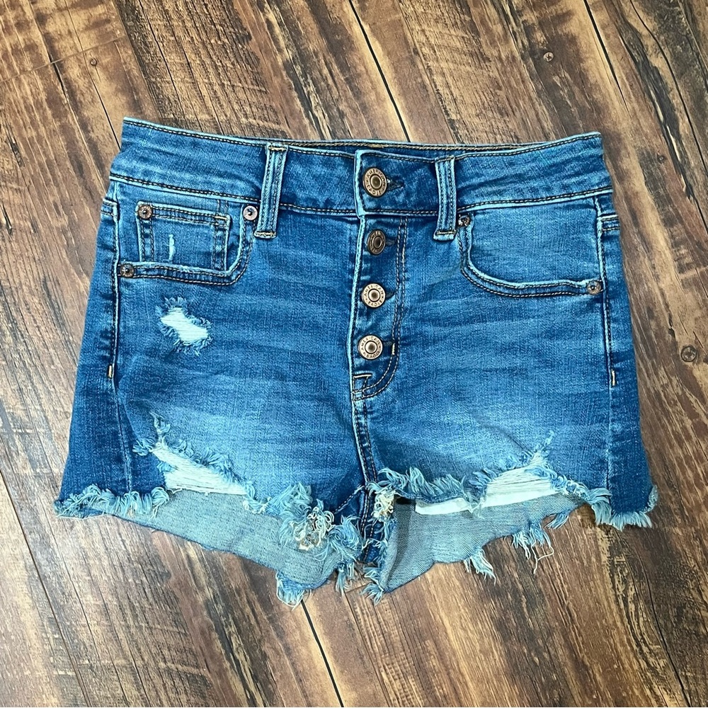 Women's American Eagle Distressed Button Fly Jean Shorts, Size 0